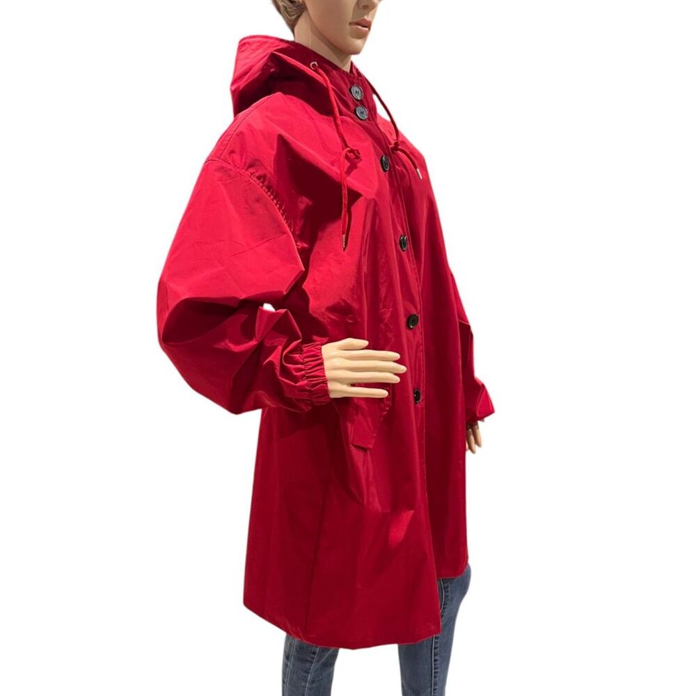 Women's WINDBREAKER Red Button Up Rain Coat Gorpcore Oversized Sz L